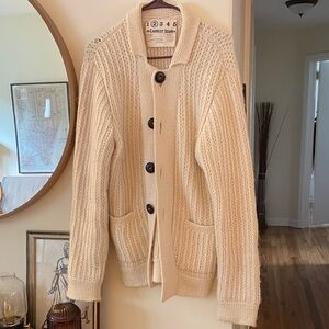 VINTAGE 100% Baby Alpaca Wool Cream Knit Cardigan with Button Closure